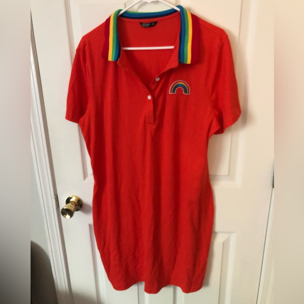 Shein Curve Polo Collar Red Mini Dress